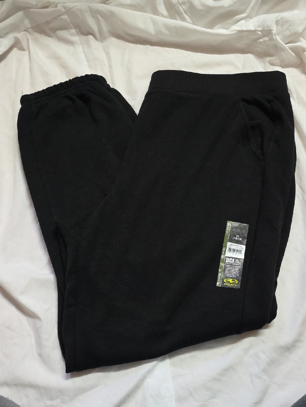Black Fleece Joggers  with Side Pocket Detail Elastic Cuffs